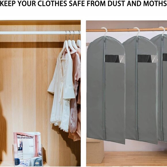 Long Garment Bags for Hanging Clothes,Dress Bags for Gowns,Garment Protector Cov - Picture 4 of 5